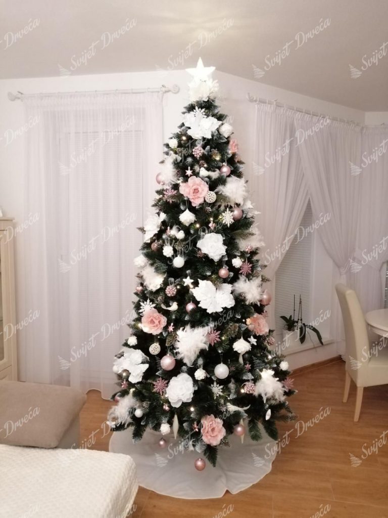 Umjetno božićno drvce Srebrni Bor sa kristalima leda 220cm